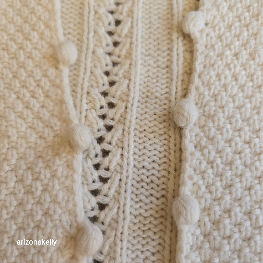 J. Crew Wool Cashmere Handknit Open Front Pointelle Cardigan Sweater - Picture 8 of 9